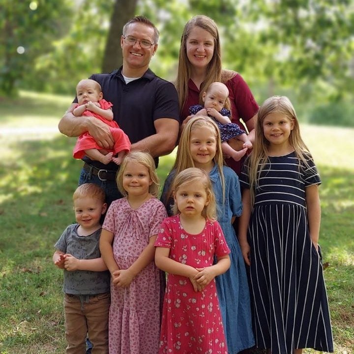 Pastor Dustin Taylor with his wife and their children